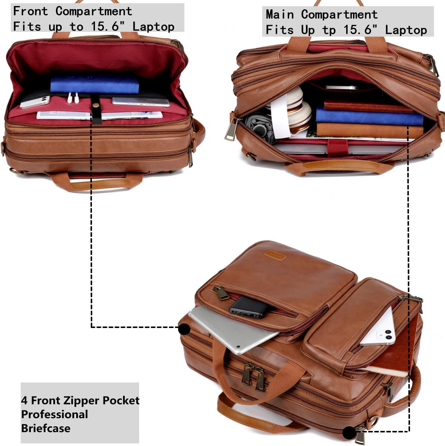 Zaino Uomo Convertibile In Pelle - Per Laptop 15.6", Borsa Lavoro E Viaggio, Modello BC-04 - Foto 9