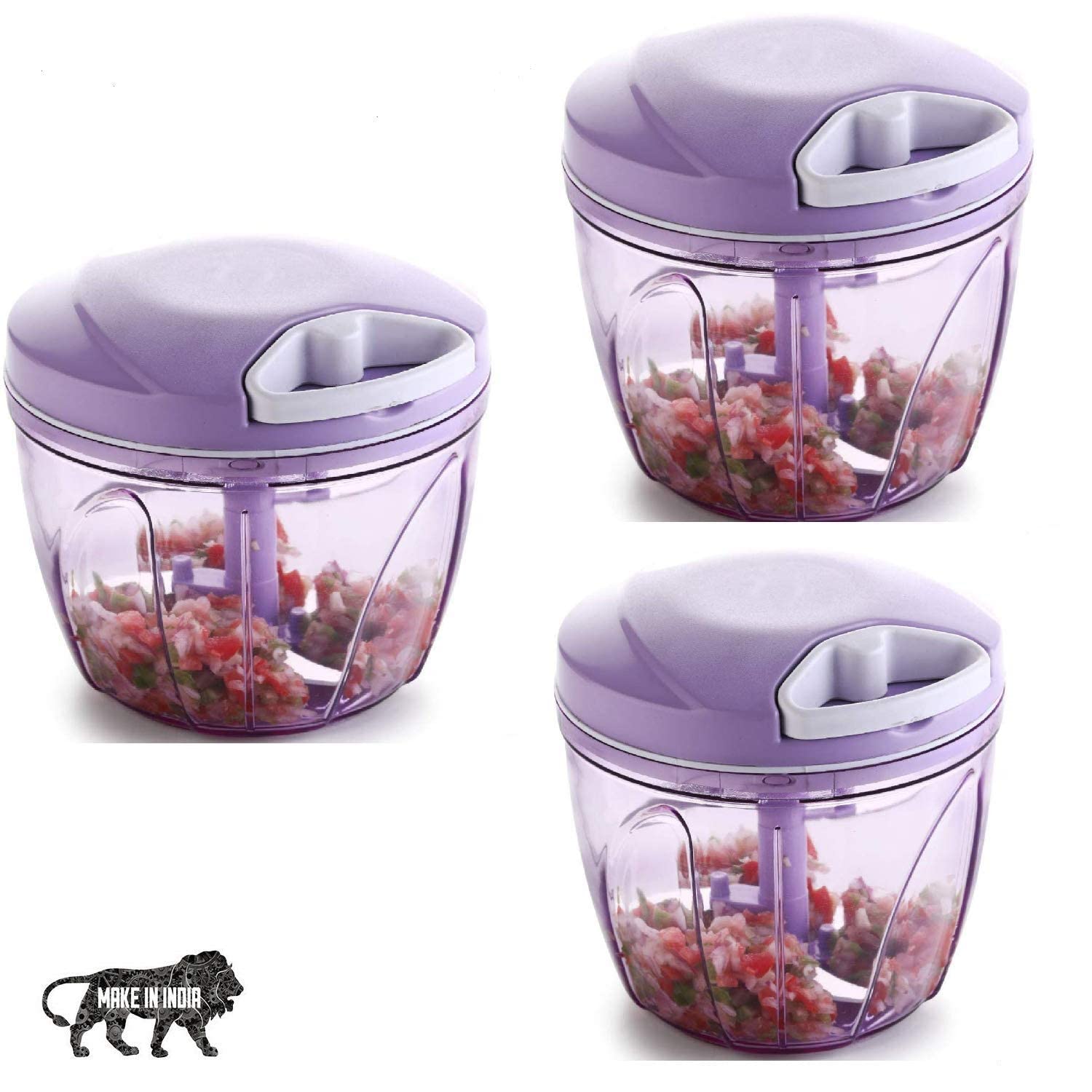 Moonlike Kitchen Product Jumbo Plastic Vegetable Chopper; Cutter; Lid for Kitchen; 5 SS Blades + Whisker Blade (900 ml, Multicolour) - Combo Set of 3