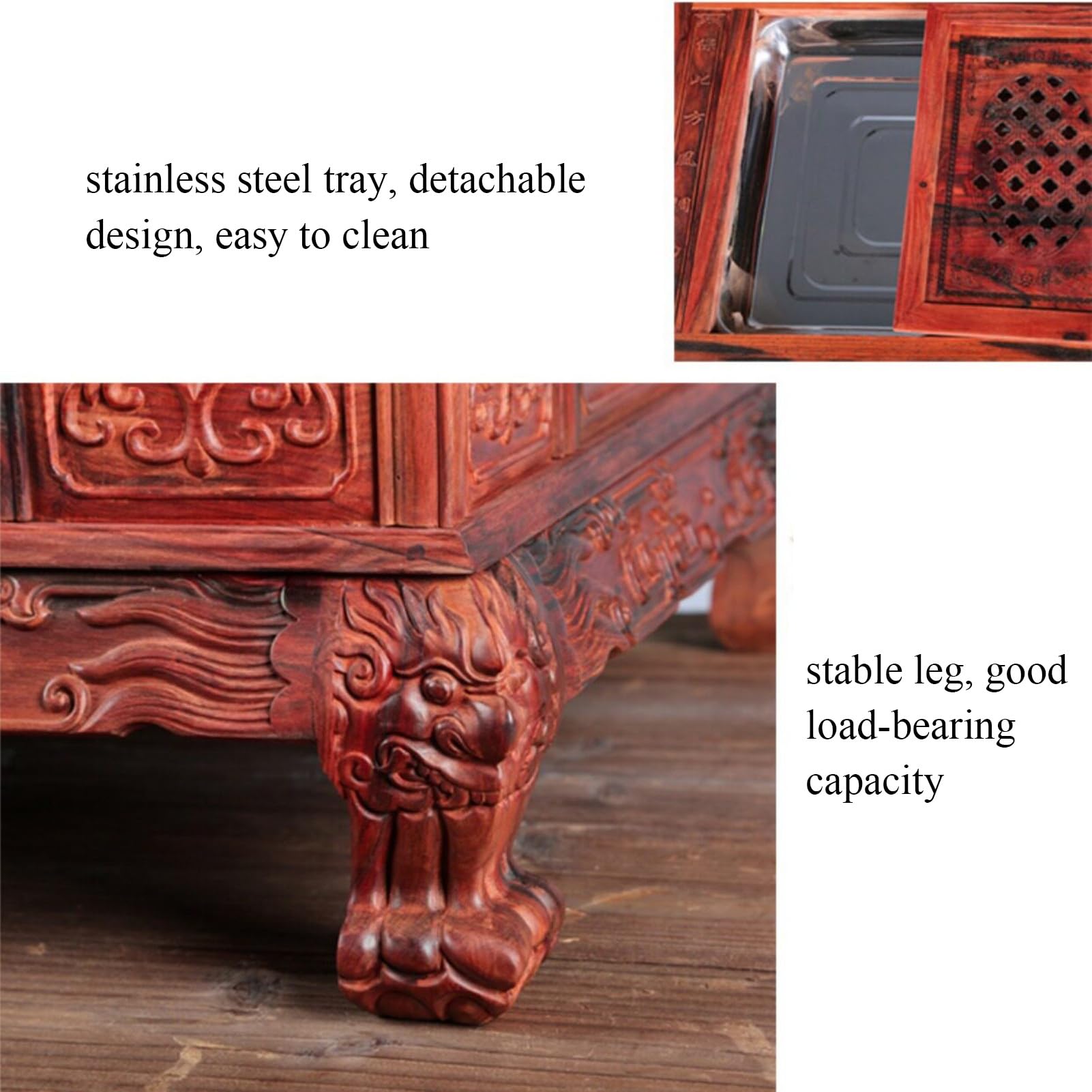 Échiquier Polyvalent 3 en 1 en Bois de Rose, Table d'échecs Chinoise, Table à thé, Jeux de société de stratégie avec Go et pièces d'échecs Chinoises for la décoration de la Maison et Cadeau