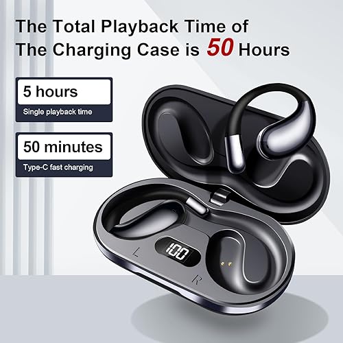 Miniatura 4 de Auriculares inalámbricos, auriculares de oreja abierta, auriculares de conducción ósea, auriculares impermeables con graves profundos para fitness y