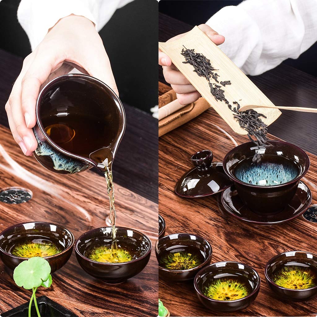 Bandeja De Té De Cerámica Negra, Bandeja De Té Con Calentador De Agua Automático, Juego Completo De Bandeja De Té Pequeña Para Ceremonia Del Té, Para Uso En El Hogar Y La Oficina, Para Mesa De Té, B