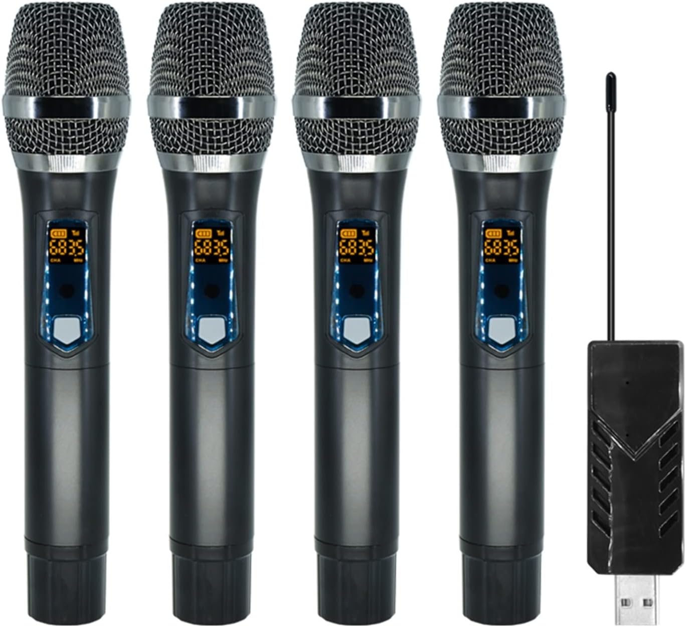 UHF Professional Wireless Microphone 4 Channels Karaoke Handheld Chargeable Easy Use Outdoor
