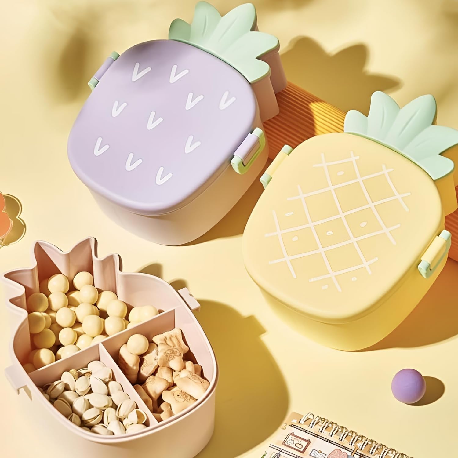 DNkitch 2 PCS Cute Pineapple Shaped Kids Lunch Box | Airtight | Leakproof Snack Box/Tiffin Box for Kids/Toddlers/Infants to School/Picnic Two Compartment Lunch Box 500 ML (B0DDQCT9NQ) Amazon Price History, Amazon Price Tracker