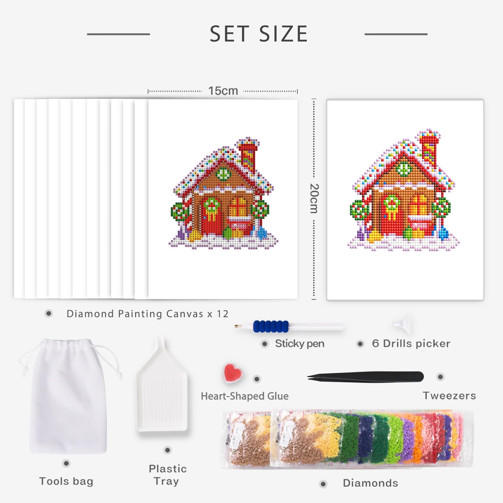 12 Pcs Christmas Diamond Art Kits - Image 3