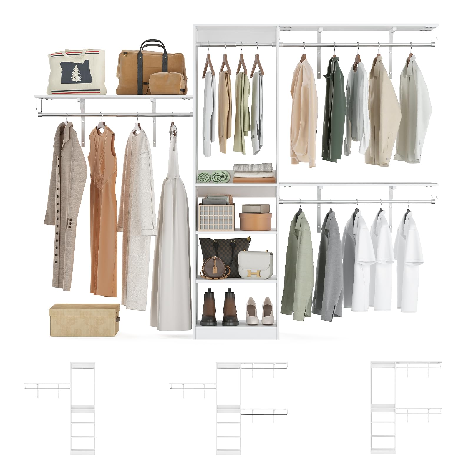 Snapklik.com : STARY Closet Organizer Heavy Duty Clothes Rack,Wood Walk ...