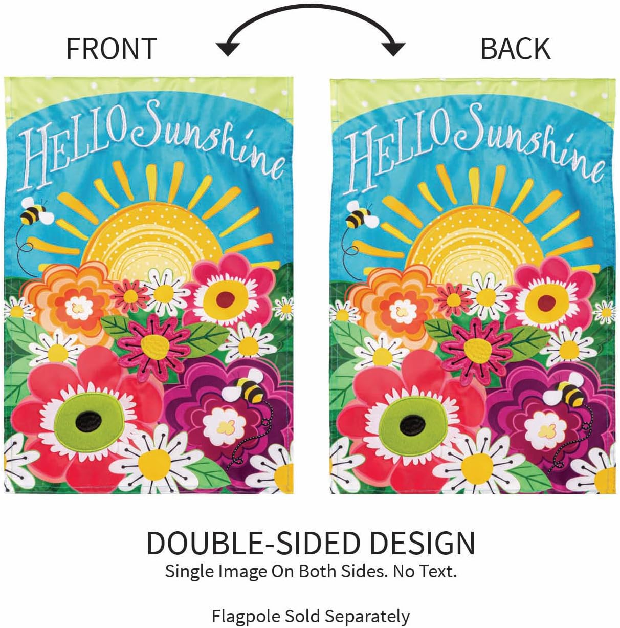 Evergreen Flag Hello Sunshine Summer Garden Flags 12x18 Double Sided for Outside, Outdoor Summer Decorations for Home