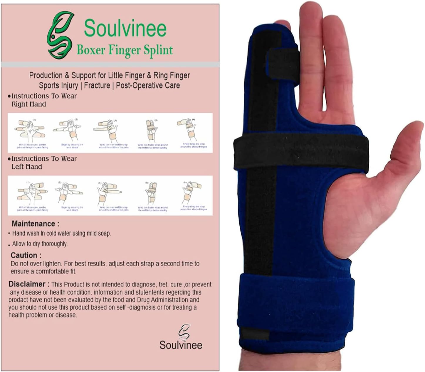 Boxer Finger Splint - Metacarpal Finger Splint Right Removable Splint for Boxers Fracture - Little and Ring Finger Protection - Fits Left or Right Hand Brace (L)