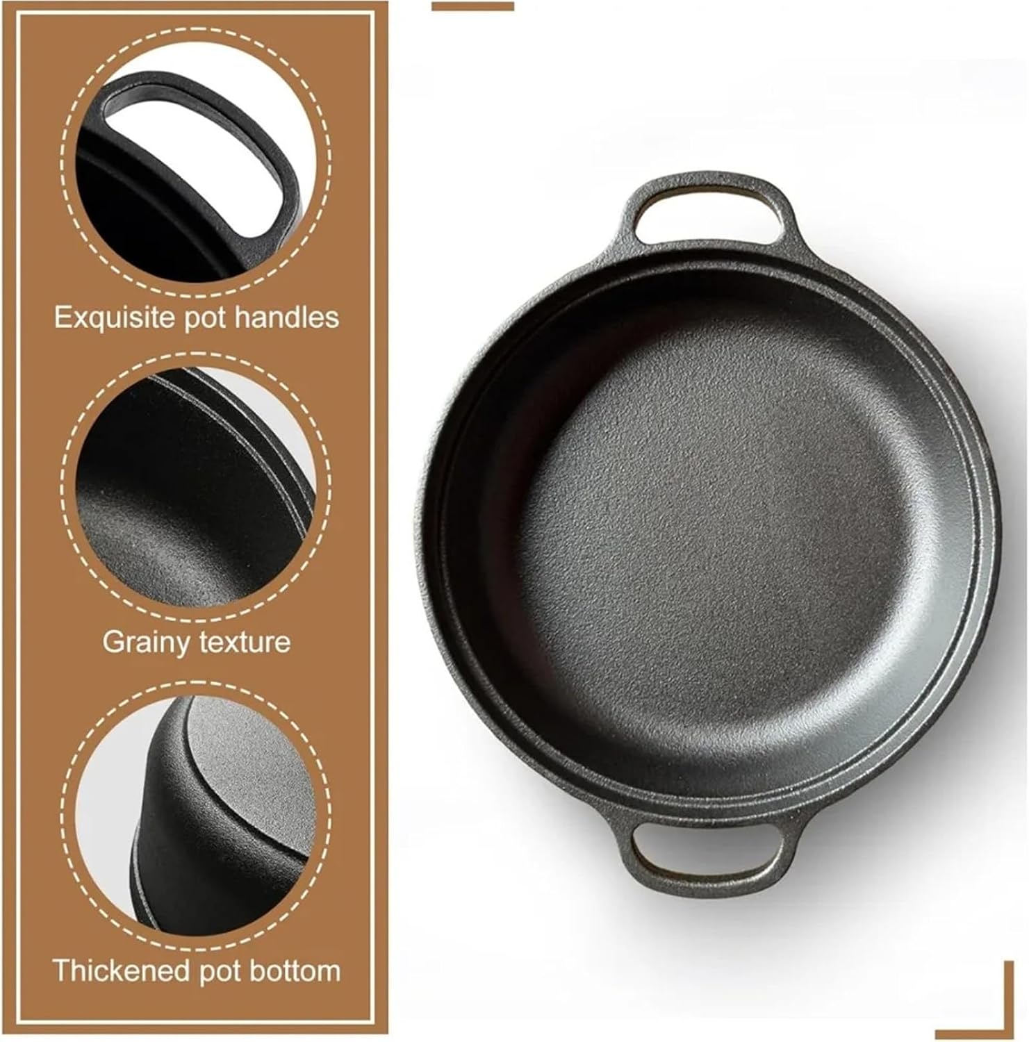 Compatible For Round Nonstick Skillet, Double Handle Cookware For Home And Camping Cooking