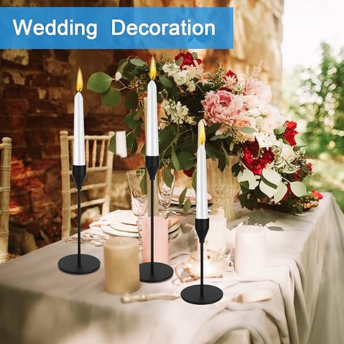 Miniatura 3 de Juego de 6 portavelas negros para velas cónicas portavelas decorativos a granel portavelas cónicos para centro de mesa boda comedor fiesta