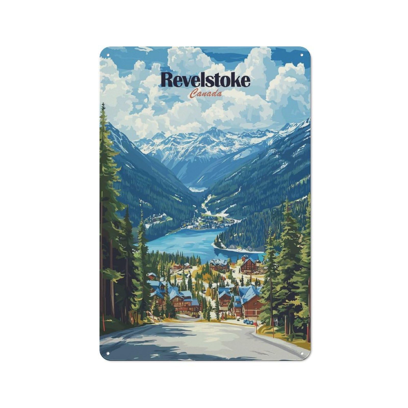 Junmoney Style-24 Casual Revelstoke, Canada Mountain View Shed Metal Sign 30X20cm, Utility Space Decor For Shed, Garden Room, Porch Or Garage