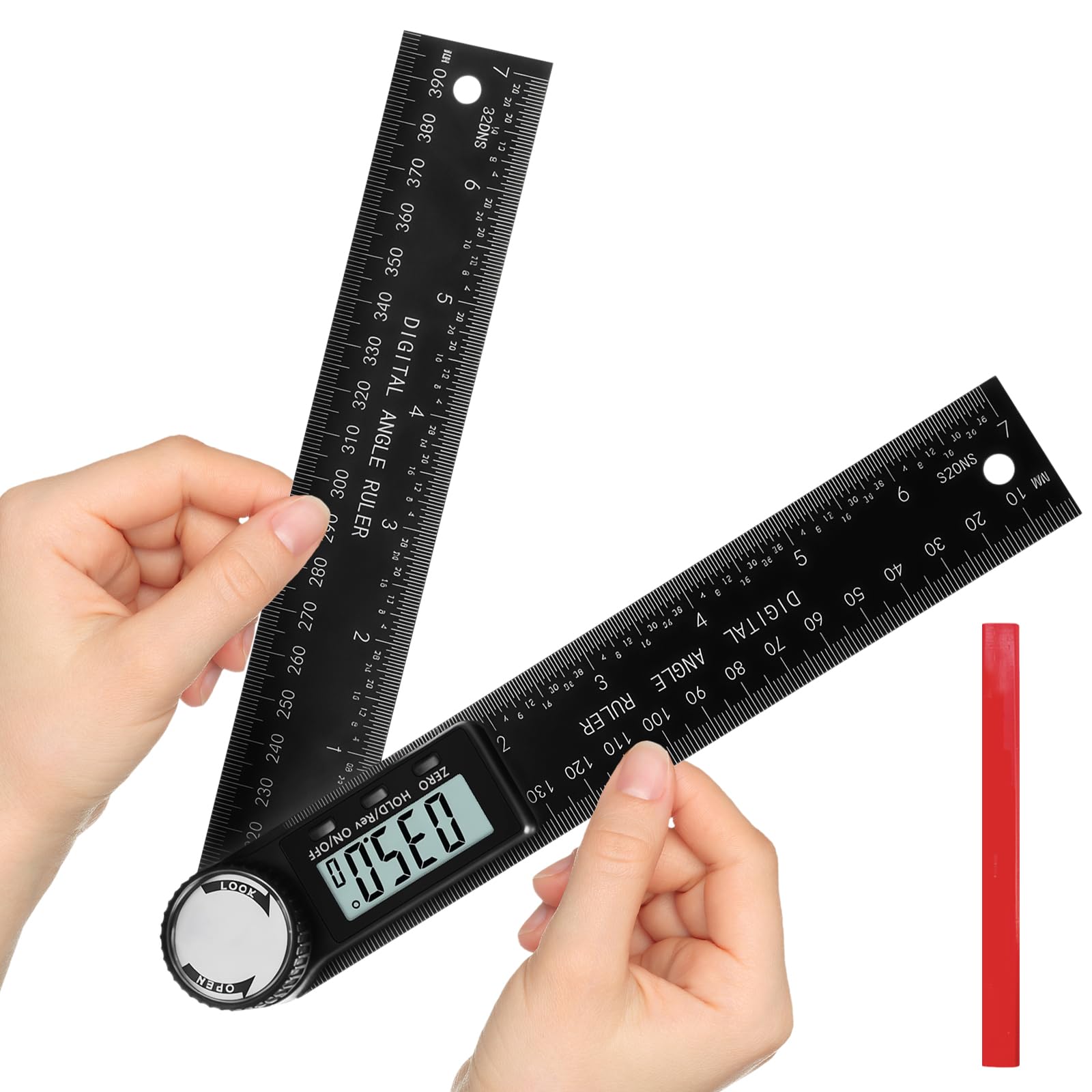 Flintronic cyfrowy kątomierz, 200 mm / 7 cali, cyfrowy klinometr, kątomierz z wyświetlaczem LCD, narzędzie do pomiaru kątów do naprawy konstrukcji drewnianych
