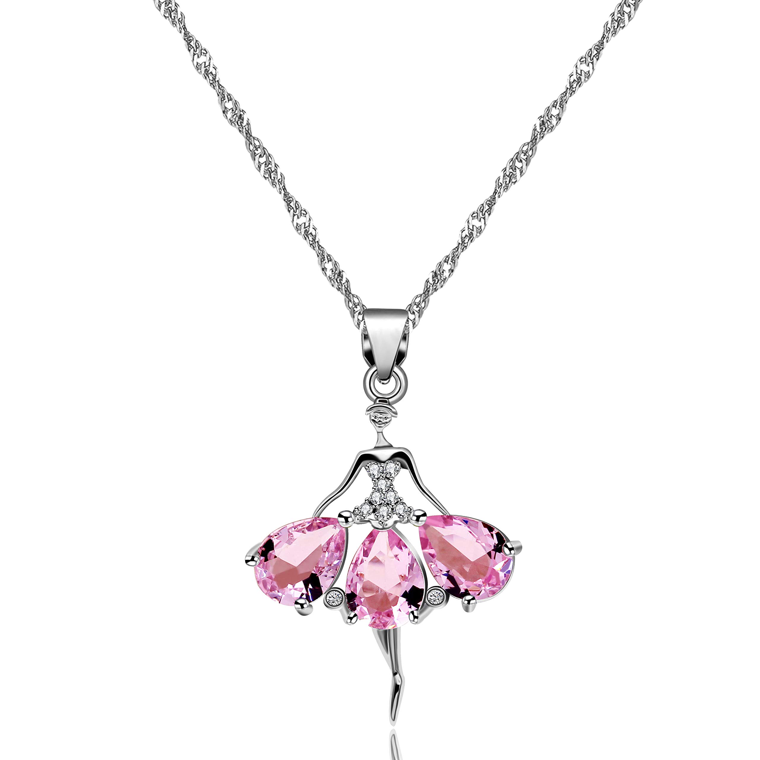 Uloveido Pink Crystal Little her Necklace Dancer Ballet Recital Gift Ballerina Dance Pendant Necklace Lady Jewelry Y607