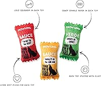 Vista 2 de Fringe Studio - Juguete de peluche para perros, salsa picante aulladora, juego de 3 piezas, para perros pequeños, colección de juguetes para perros