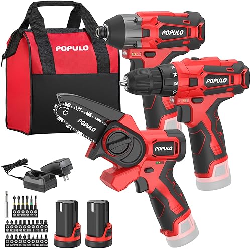 Kits combinados de herramientas eléctricas inalámbricas de 12 V, mini motosierra eléctrica sin escobillas de 3-12 pulgadas, destornillador de
