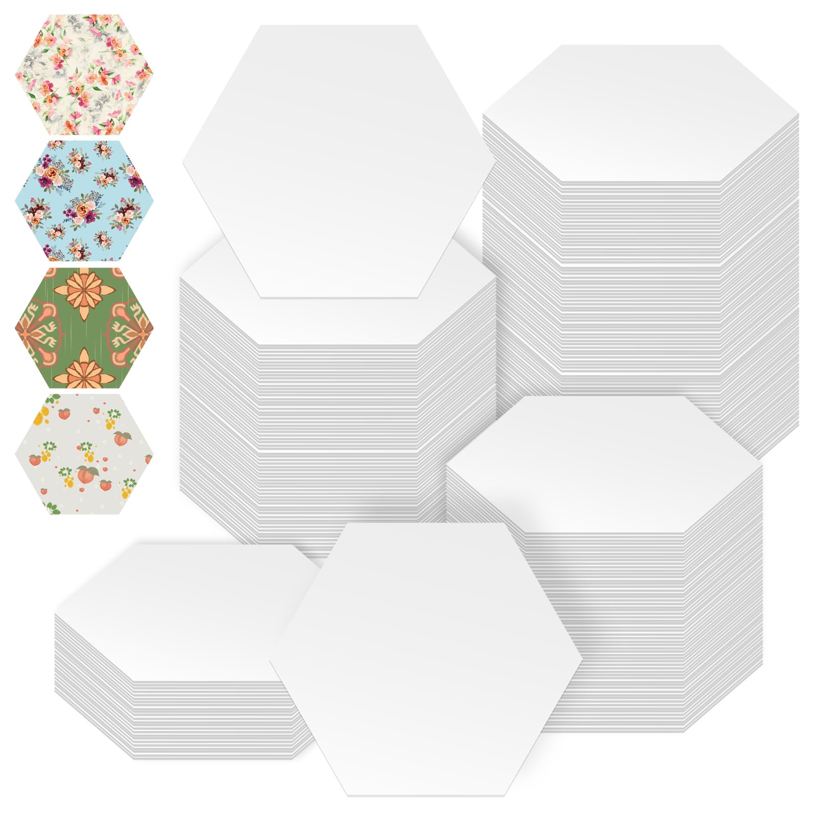 300PCS Quilting Templates, 1 Inch Patchwork Templates, Hexagon Paper Piecing Template, Reusable Quilting Supplies for DIY Patchwork and Sewing Crafts