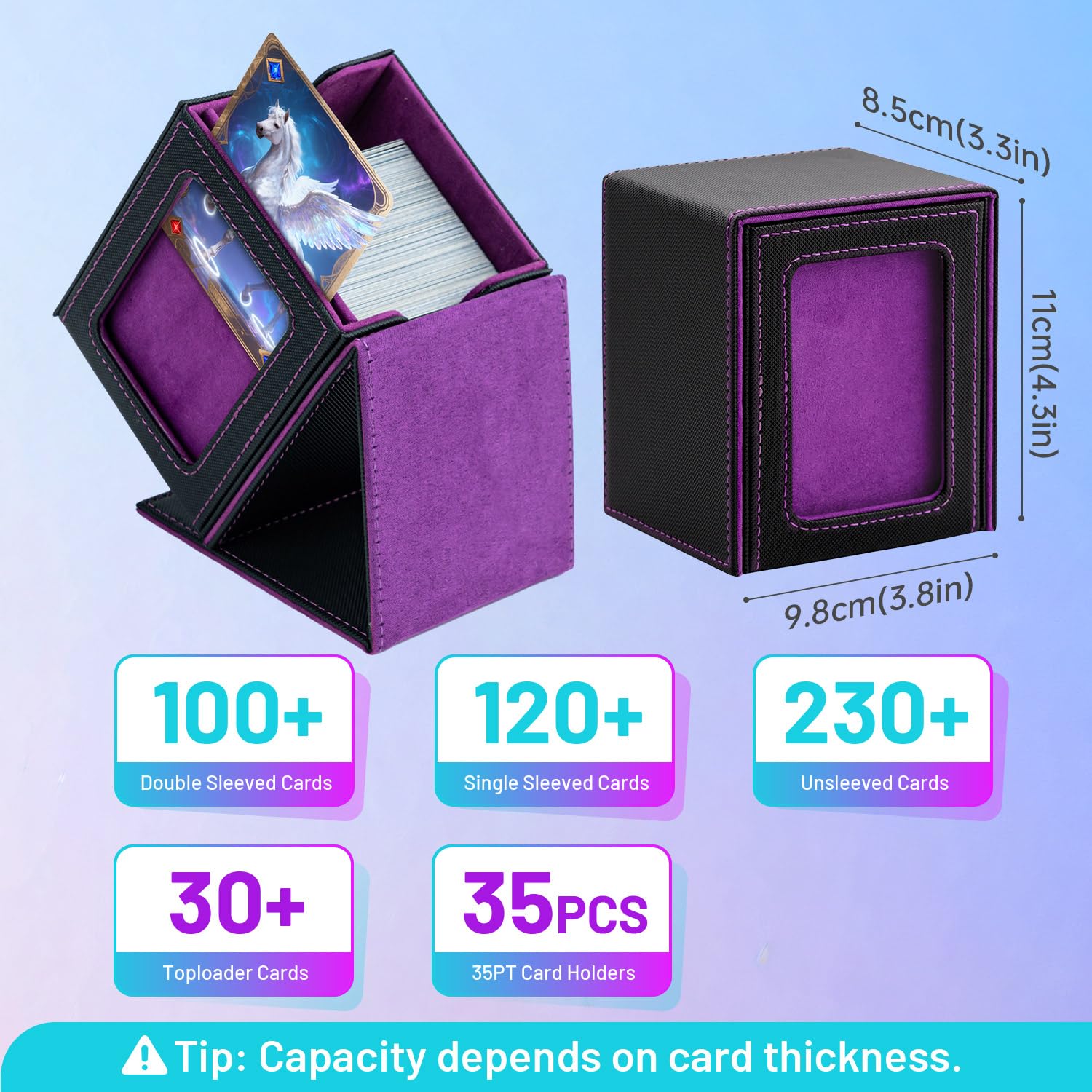 Tolesum Boîte à Cartes Verticale MTG – Fenêtre D'affichage – Aimants Renforcés – Pour 100+ Cartes