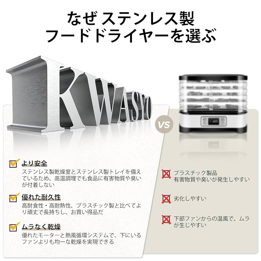 キ*キ様 週末限定！【未使用】kawasyo 8層 フードドライヤーステンレス鋼 Amazon.co.jp: Kwasyoフードドライヤー 8層食品乾燥機