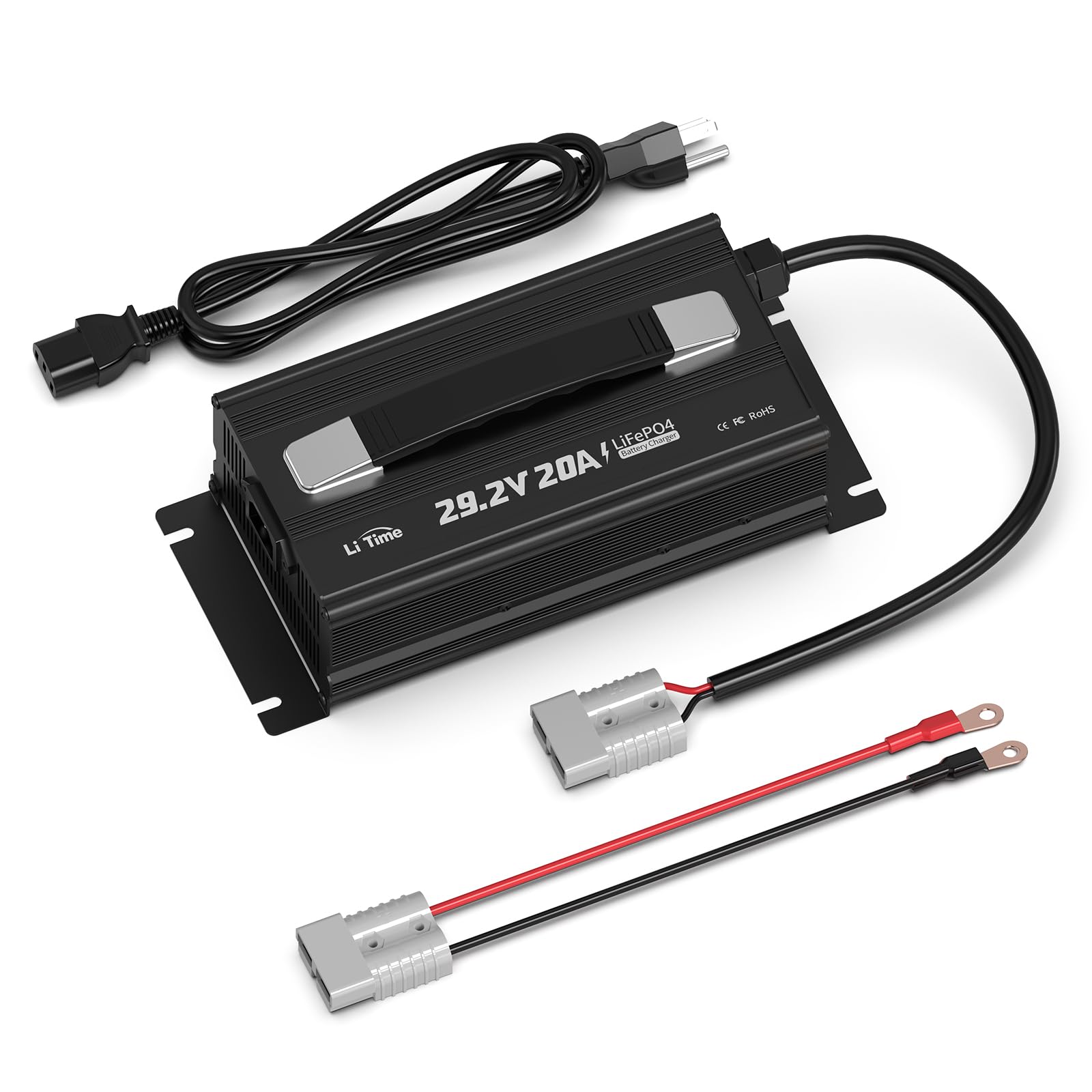 LiTime 29.2V 20A LiFePO4 Battery Charger with LED Indicators, Designed for 24V LiFePO4 Battery, 4 Built-in Safety Protections, Support 0V Charging Function to Reactivate or Repair Long-unused Battery