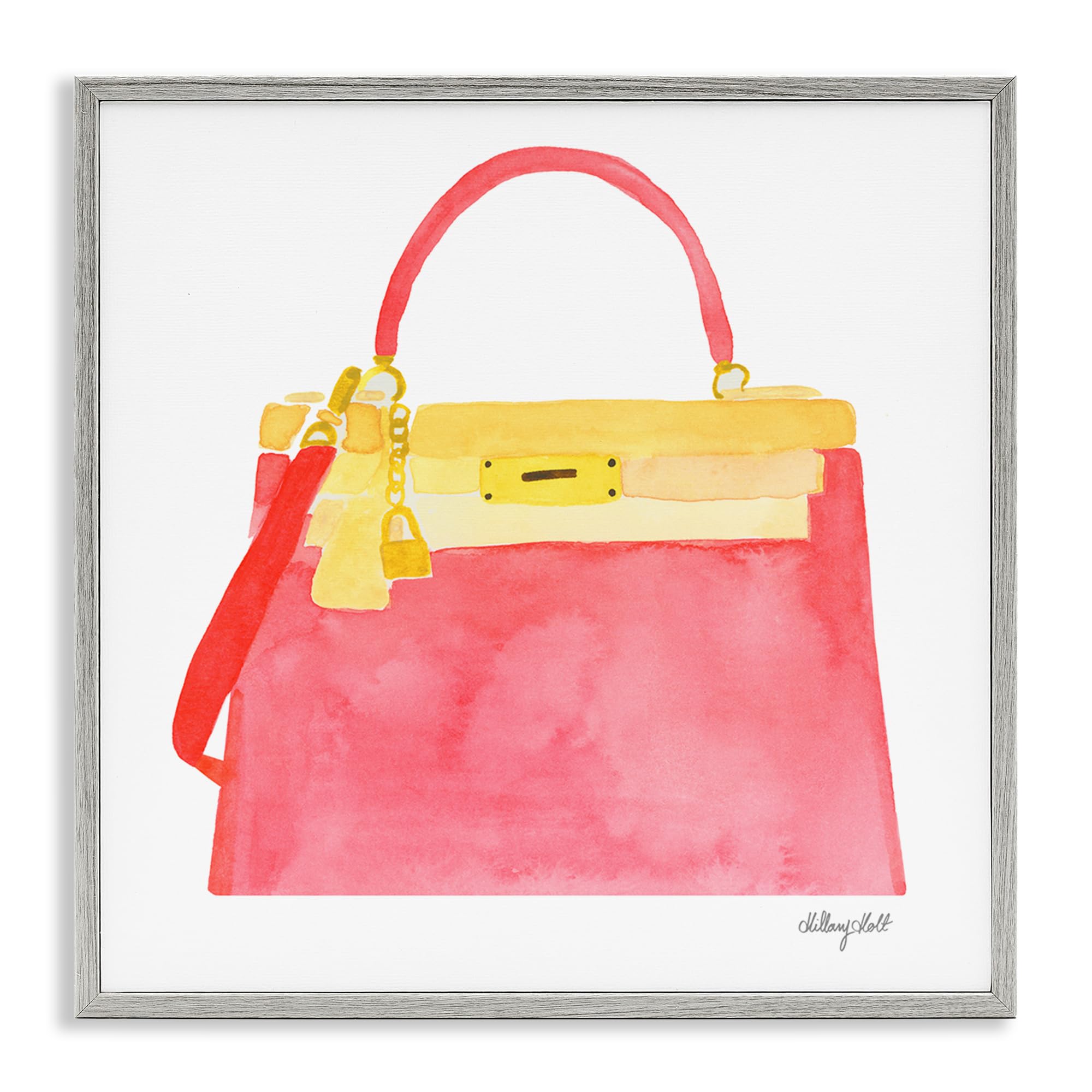 'Elegant Coral Handbag'| Framed Giclee Art
