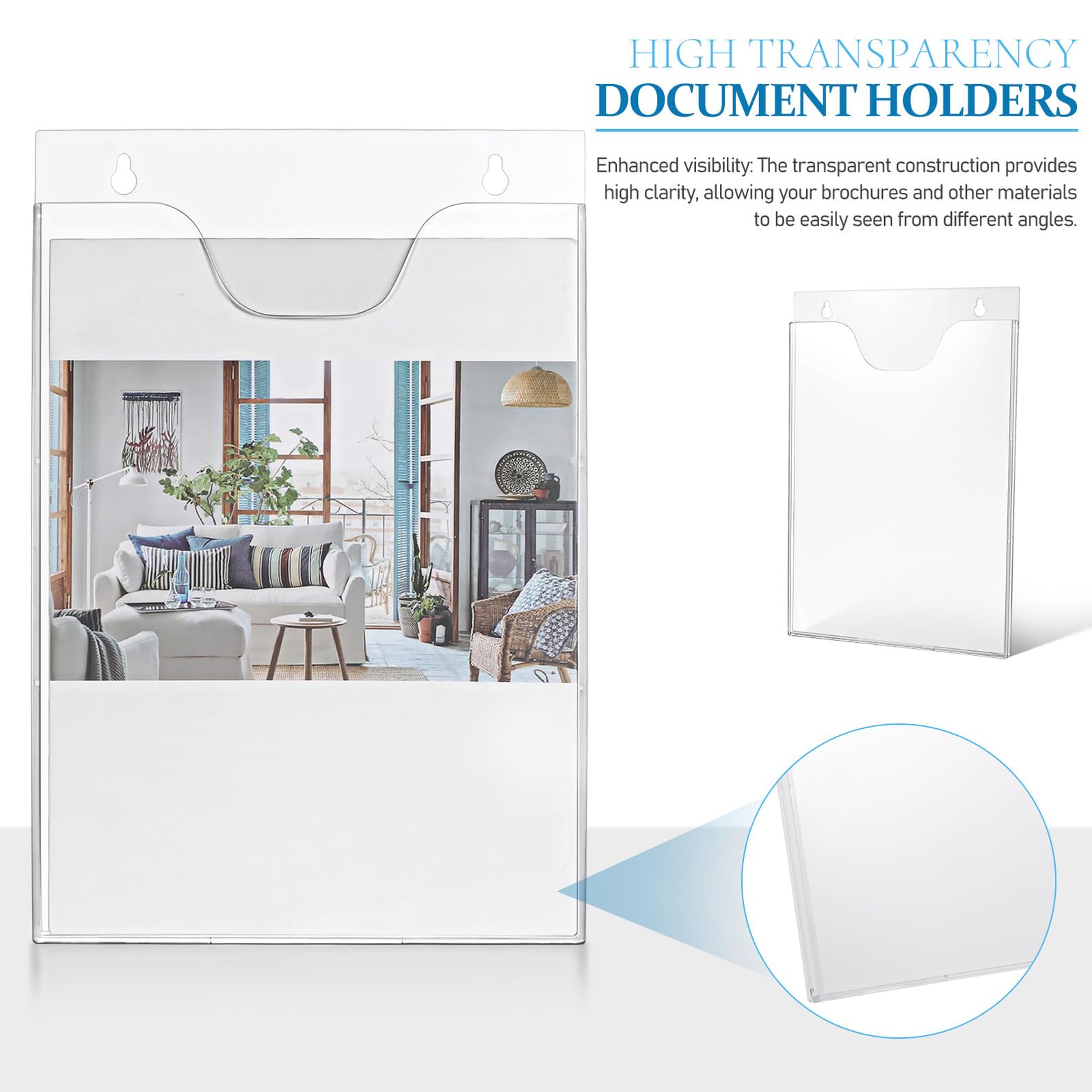 SUPVOX Portadocumenti da Parete in Acrilico Trasparente Verticale Organizer Porta Opuscoli e Porta Buste per Ufficio e Casa Supporto da Parete Robusto per Brochure Riviste e Lettere