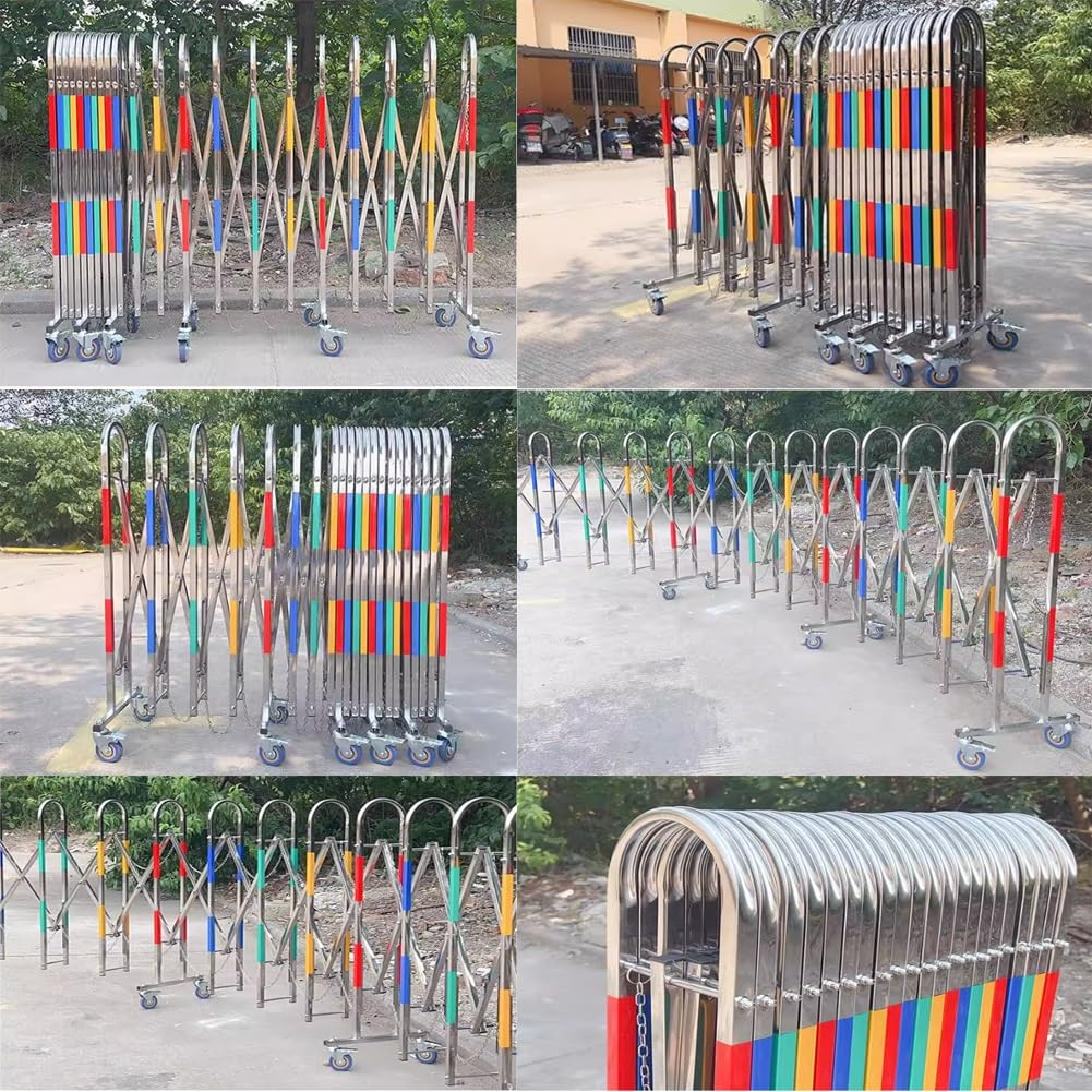 Genérico Barrera de tráfico retráctil y Extensible con Ruedas - Valla de Seguridad portátil para Control de multitudes y gestión de Eventos (1,3 x 4 m) - Ideal para Obras de construcción y Zonas de s