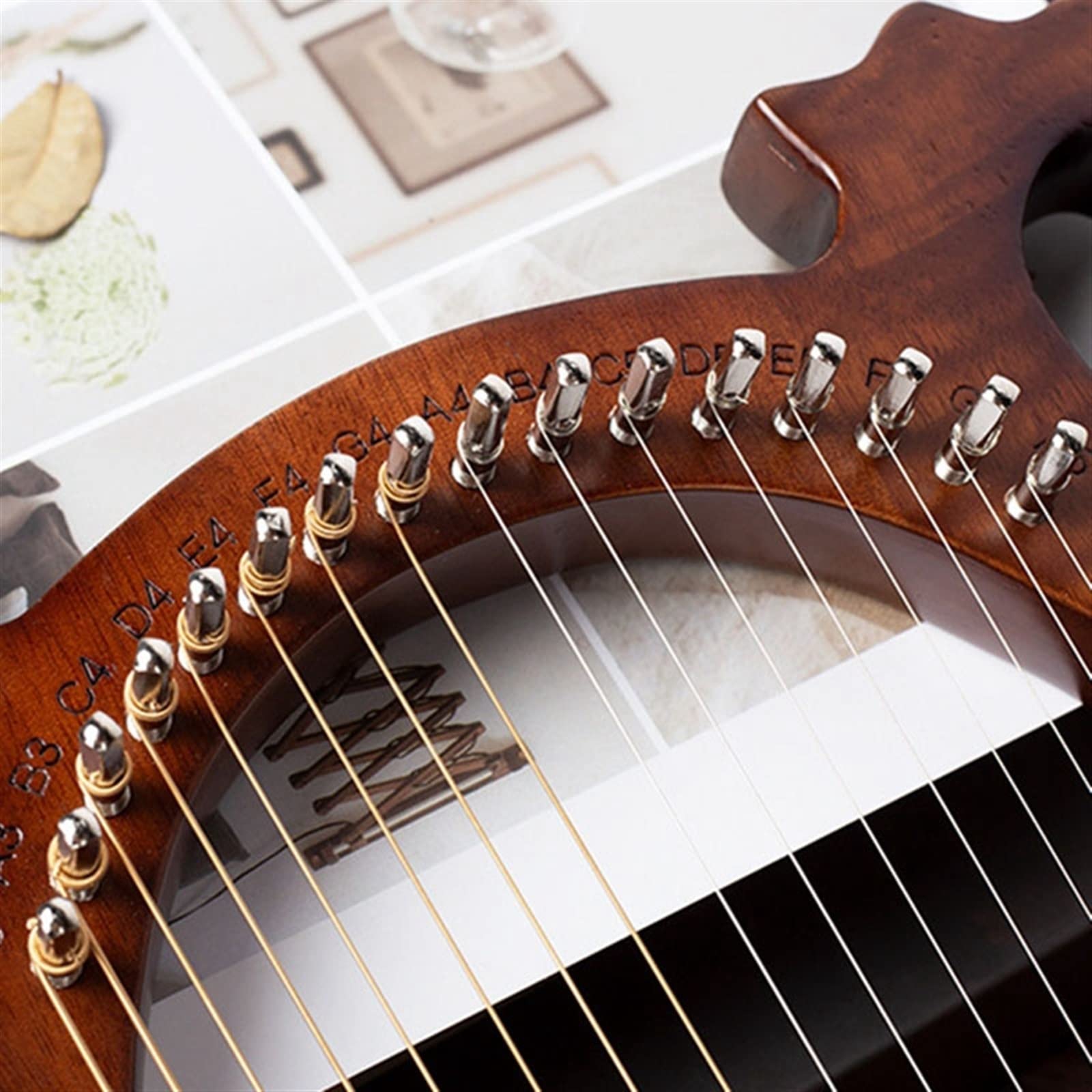Lira Harfa 16-strunowy instrument strunowy z korpusem z mahoniu z kluczem do strojenia i zapasowymi strunami Lira Harfa,Harfa