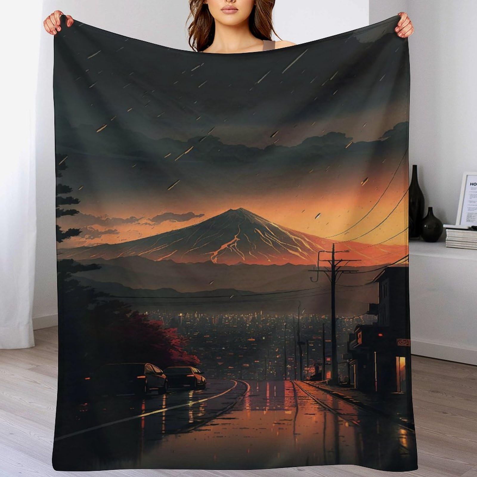 Couverture style japonais flannel très doux et de qualité premium pour canapé