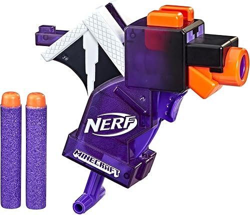 Miniatura 2 de Nerf MicroShots Minecraft Ender Dragon Mini Blaster, diseño de Minecraft Dragon Mob, incluye 2 dardos oficiales de élite, mango de cebado