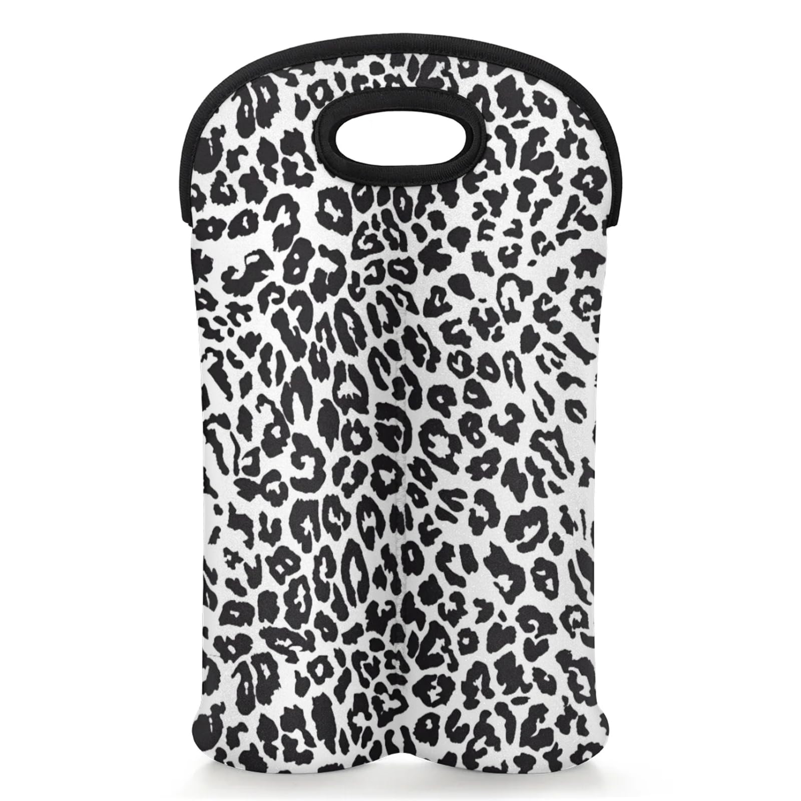 GzLeyigou 2 Bottles Leopard Animal Print Wine Bag Sleeve Totes Neoprene Protective Wine Carrier Bag for Wine,Water, Champagne, Beer, Baby Bottles,Gift 14.5 x 10 Inches