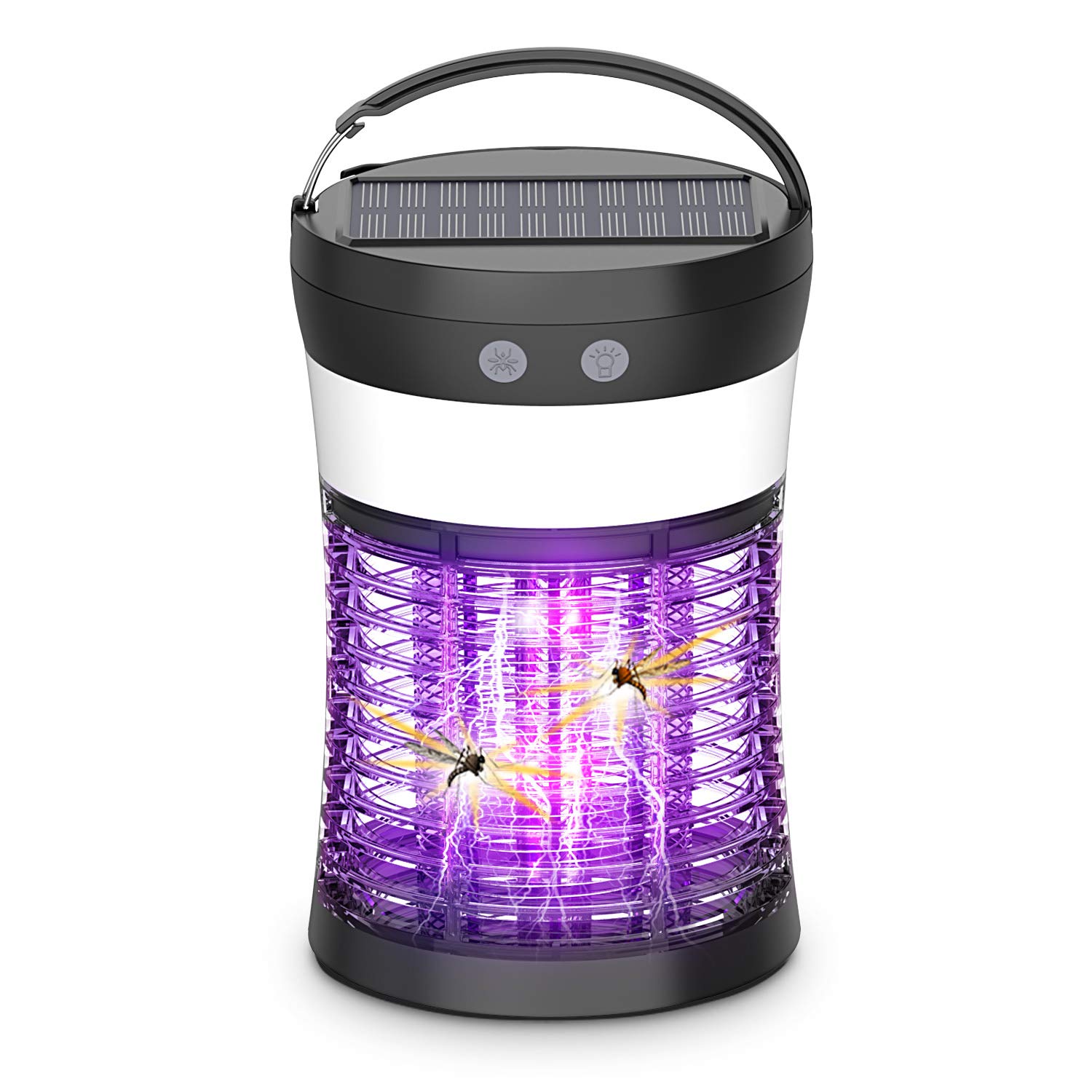 Bug Zapper Mosquito Killer Lamp,okk Solar Operated and Battery Powered Electric Mosquito Zapper with Rechargeable Waterproof Insect Fly Pest Attractant Trap Repellent for Outdoor and Indoor [3-in-1]