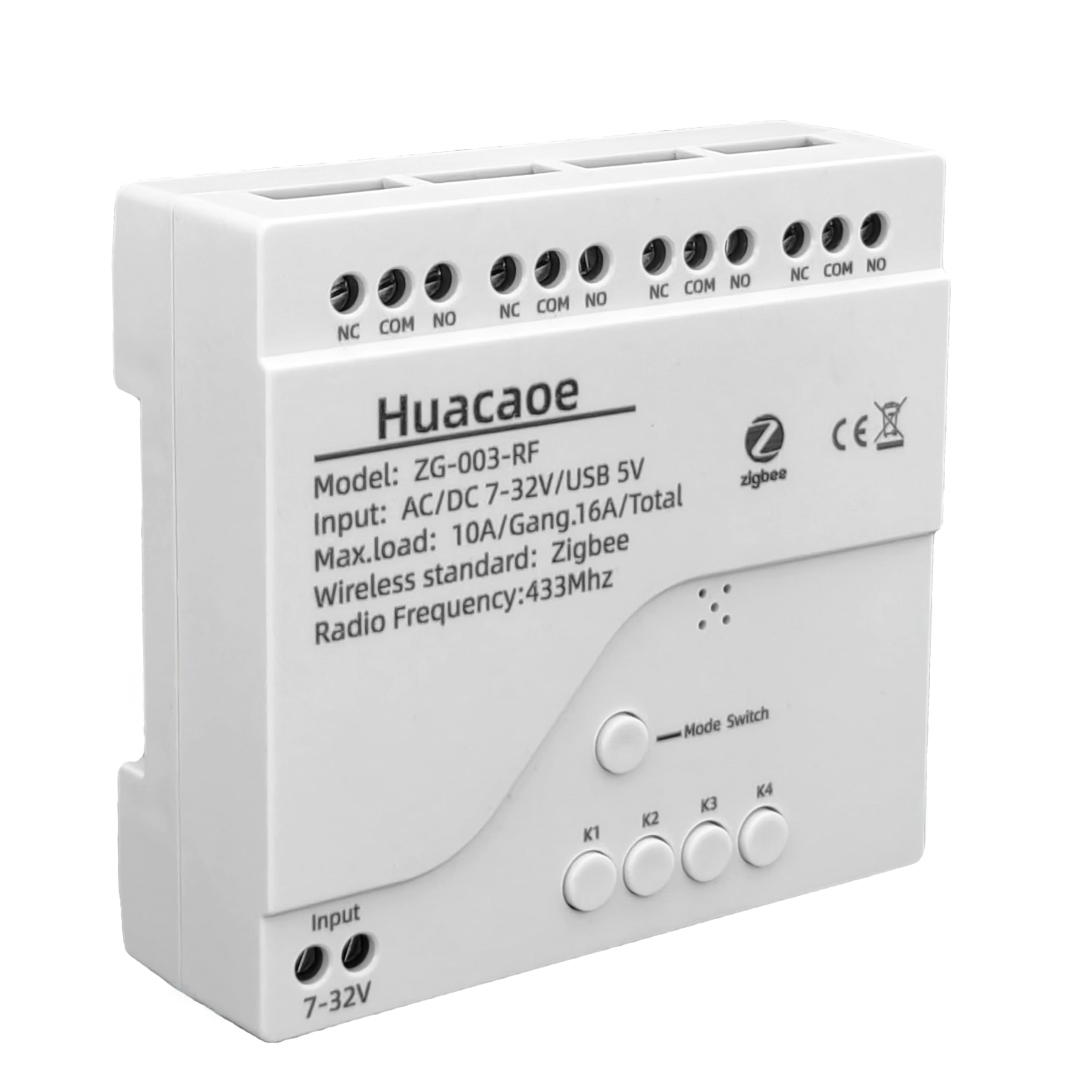 Zigbee 4CH DC7-32V USB 5V modulo interruttore relè intelligente, telecomando senza fili APP con modalità Inching/Self-Lock/Interlock, funziona con Tuya Zigbee Gateway, Alexa, Google Home (richiesto