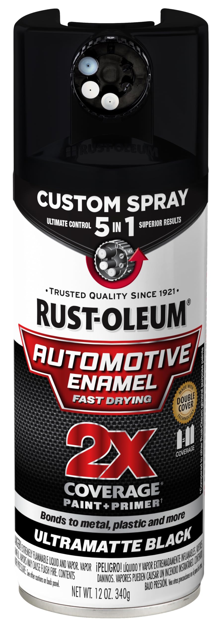 Rust-Oleum 2X Automotive Enamel 5-in-1 Spray Paint, Ultra Matte Black