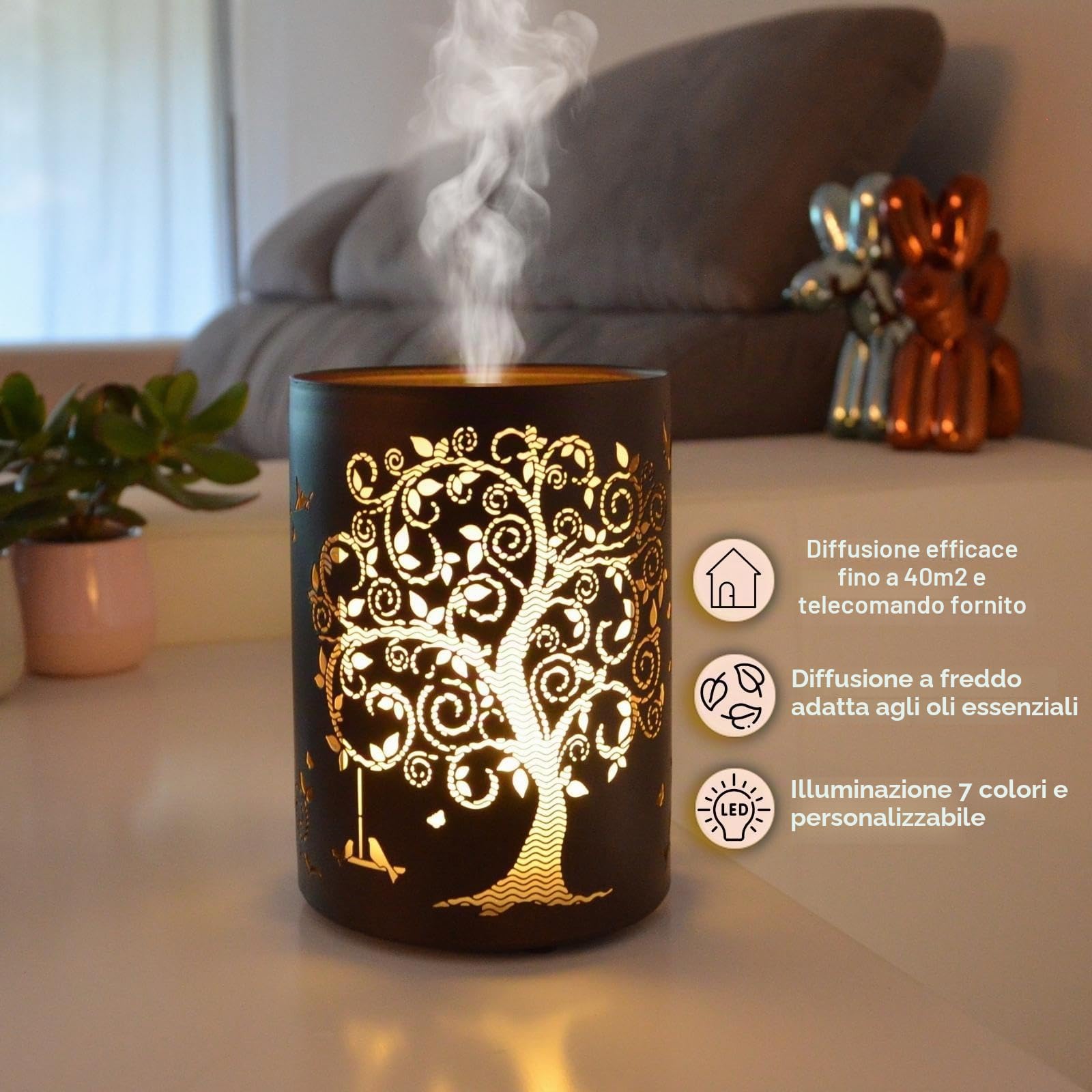 Zen'Arôme Vita Diffusore di Oli Essenziali Ultrasonici, Metallo, 15 x 19 cm