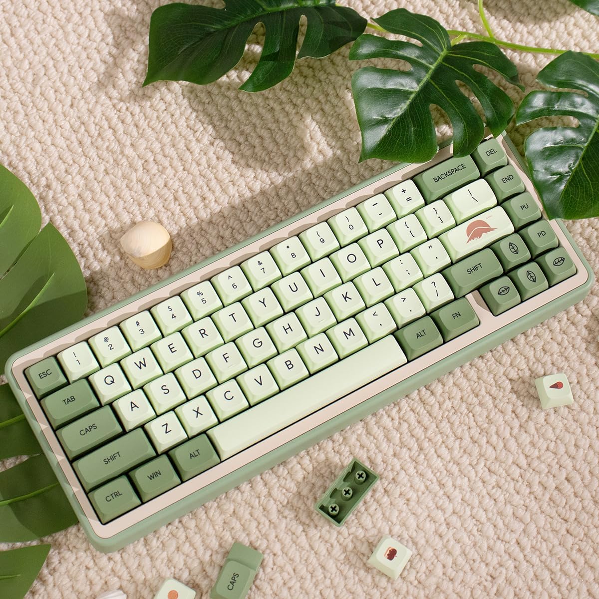 Matcha Green Keycaps 124 Keys XDA Profile Dye Sub PBT Keycaps Set Fit for 60% 65% 95% Cherry Mx Switches Mechanical Keyboards