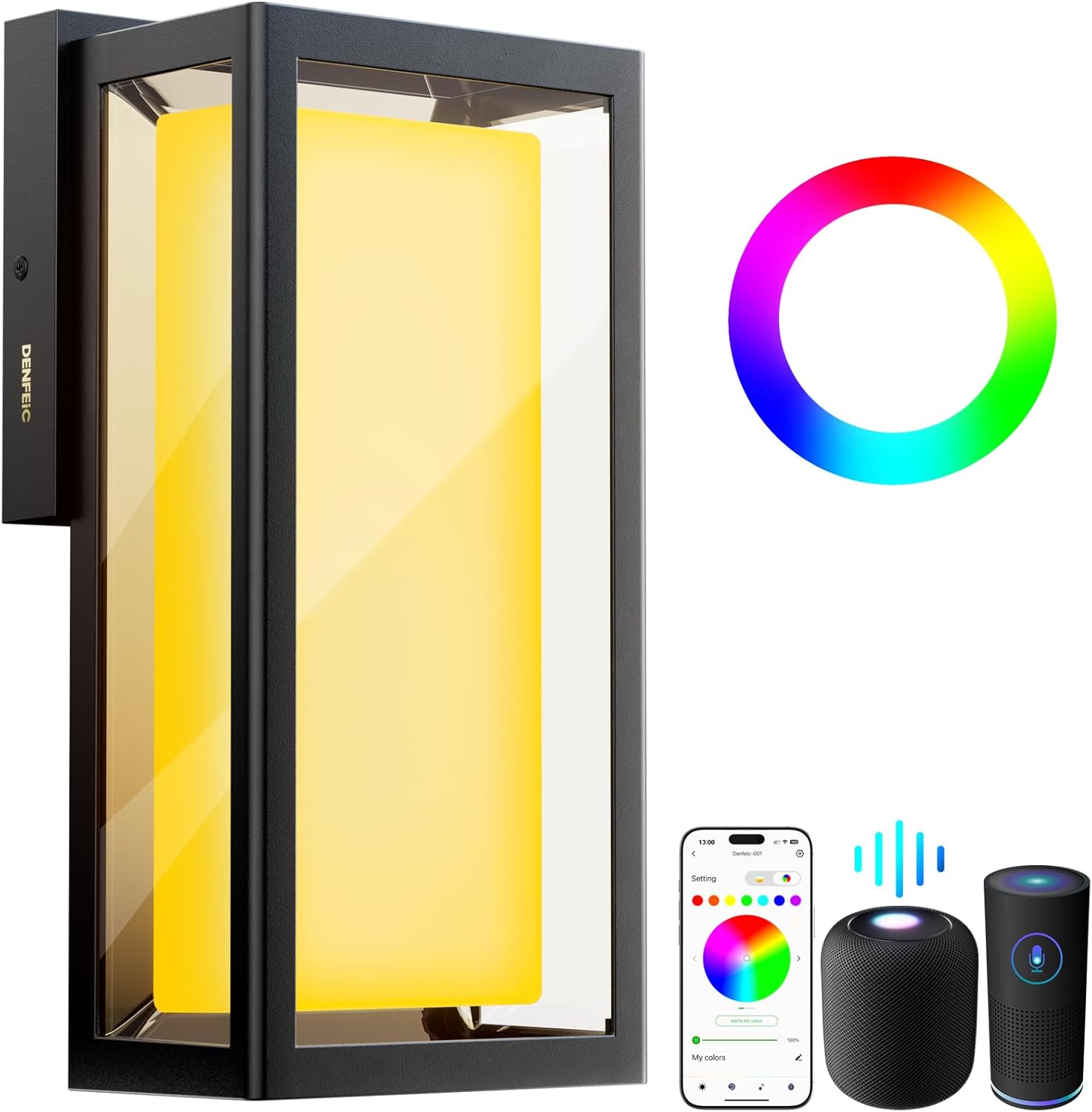 Outdoor Wall Light, 1200LM Smart Porch Lights Outdoor, LED RGBCW Color Changing, Wi-Fi Control, DIY Lighting Effects, Compatible with Alexa, Google Assistant, IP69K Waterproof 14 Inch Outdoor Wall Light, 1200LM Smart Porch Lights Outdoor, LED RGBCW Color Changing, Wi-Fi Control, DIY Lighting Effects, Compatible with Alexa, Google Assistant, IP69K Waterproof 14 Inch