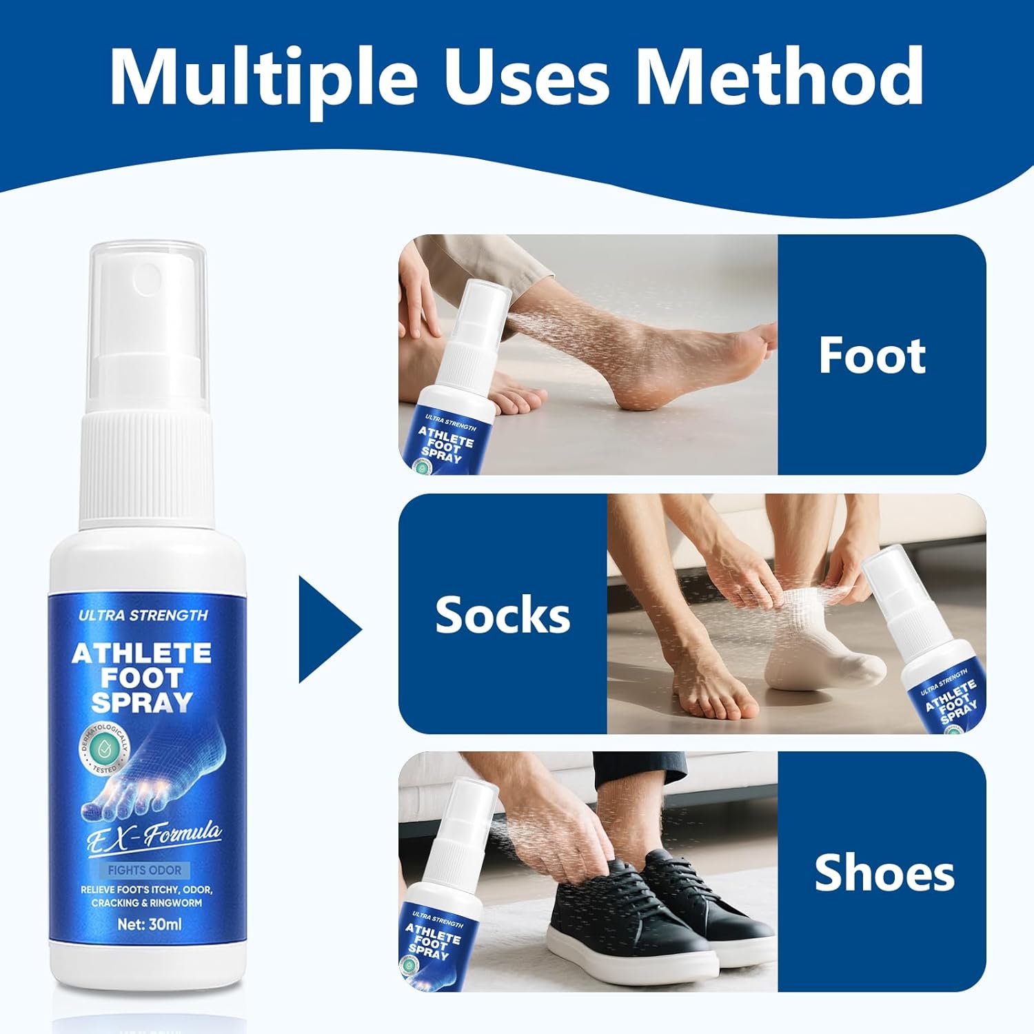 Athletes Foot Spray-Athletes Foot Treatment for Itchy, Sweaty & Uncomfortable Skin, Gently Soothes Feet, Toes & Groin Area | Deodorizing, 1.01 Fl.Oz - Image 9