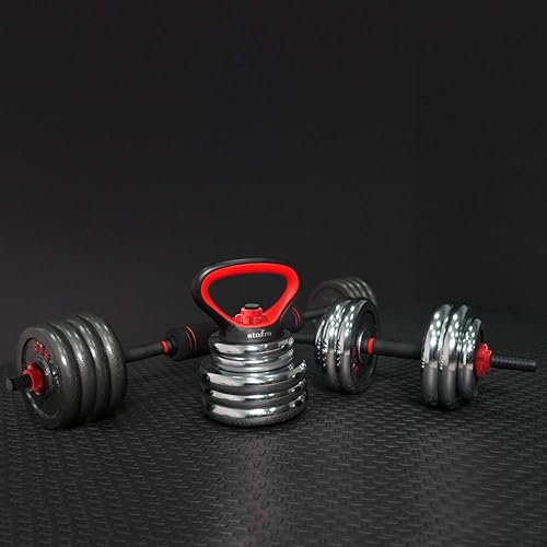 Miniatura 4 de STOZM Juego de accesorios de levantamiento de pesas  Juego de fitness ajustable con 2 asas de pesas rusas y base, 2 asas de mancuernas, 4 tuercas de