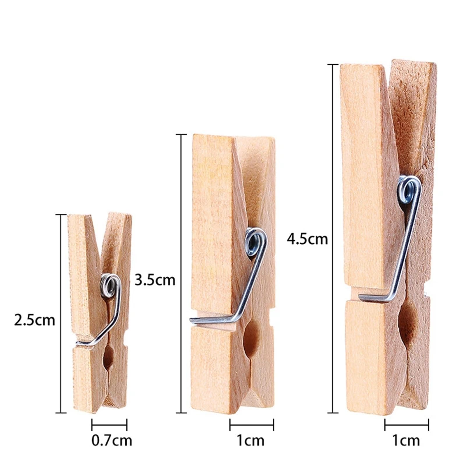 Mollette in legno, 200-500 pezzi, 25/35/45/72 mm, mini clip in legno per lavori artigianali, mollette per foto, carta, cartoline (25 mm, 500 pezzi)
