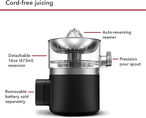 Miniatura 2 de KitchenAid Go Cordless Citrus Juicer - batería se vende por separado, KCJR160, negro mate