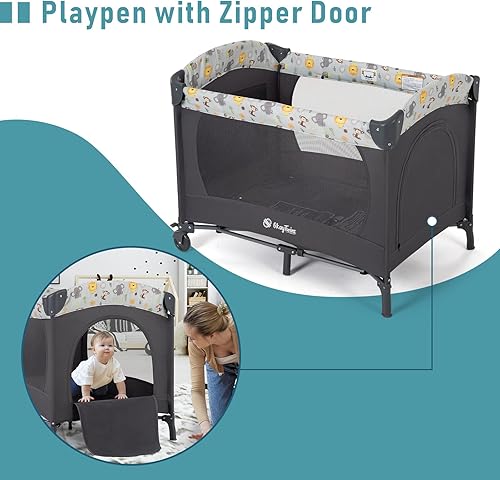Miniatura 3 de Moisés individual y moisés infantil de tamaño completo y corral para bebé, incluye 2 moisés portátiles extraíbles Rock-A-Bye con bolsas de
