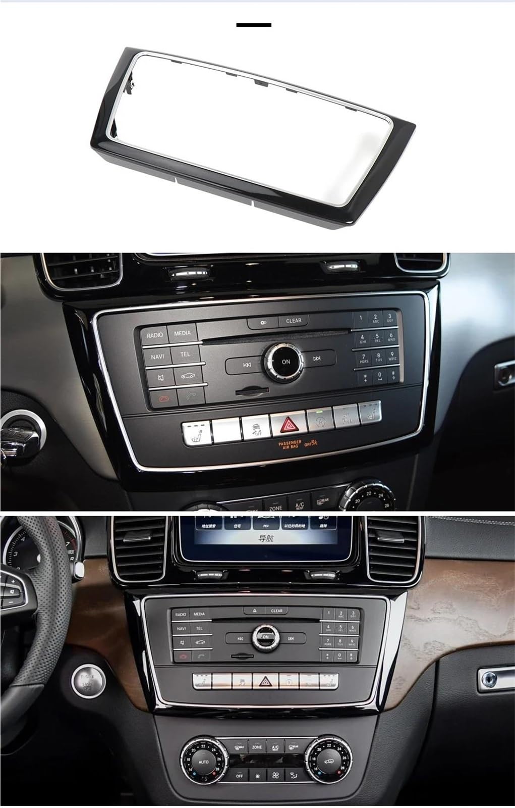 Per Mercedes Per Benz W166 W292 Console Centrale Aria Condizionata Pannello CD Copertura Trim Cornice Decorativa Audio Rifiniture interne per auto | Copertura del pannello CD dell'aria condizionata della console centrale, design autoadesivo, aderisce all'
