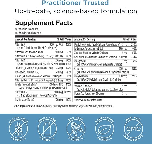 Miniatura 11 de Designs for Health Multivitamínico metilado para mujeres y hombres – Suplemento multimineral dos veces al día y multivitamínico sin hierro + B12