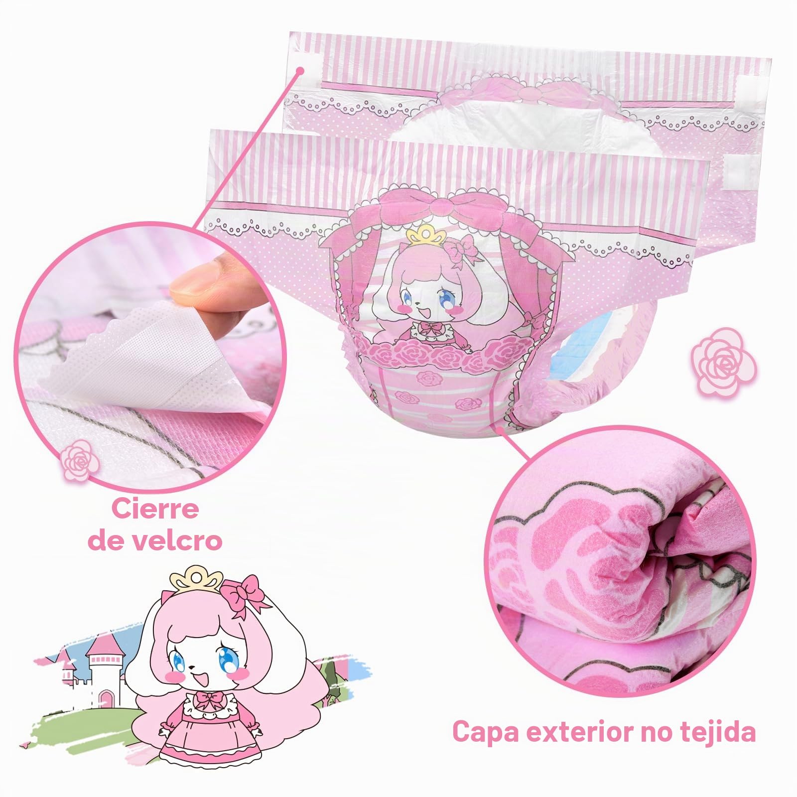 LittleForBig Little Beauty (M) - Pañal de tela con cierre de ajustable para adultos, 5500-5800 ml, 2 unidades