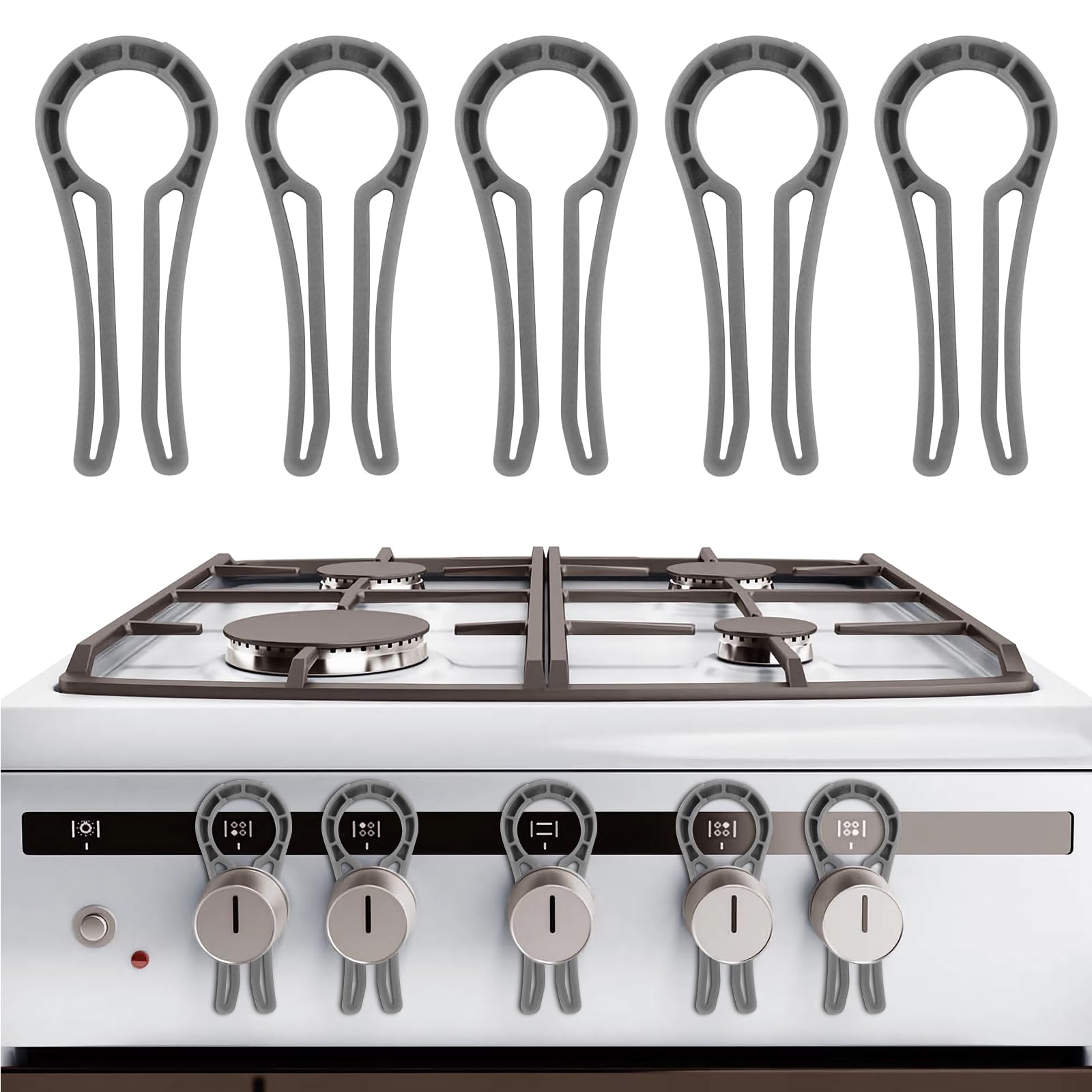 Jemey Stove Knob Locks 5 Pack – Child Safety Oven Knob Covers, Heat-Resistant & Baby Proof Gas Stove Lock for Kids & Pets, Universal Fit for Most Stove Knobs
