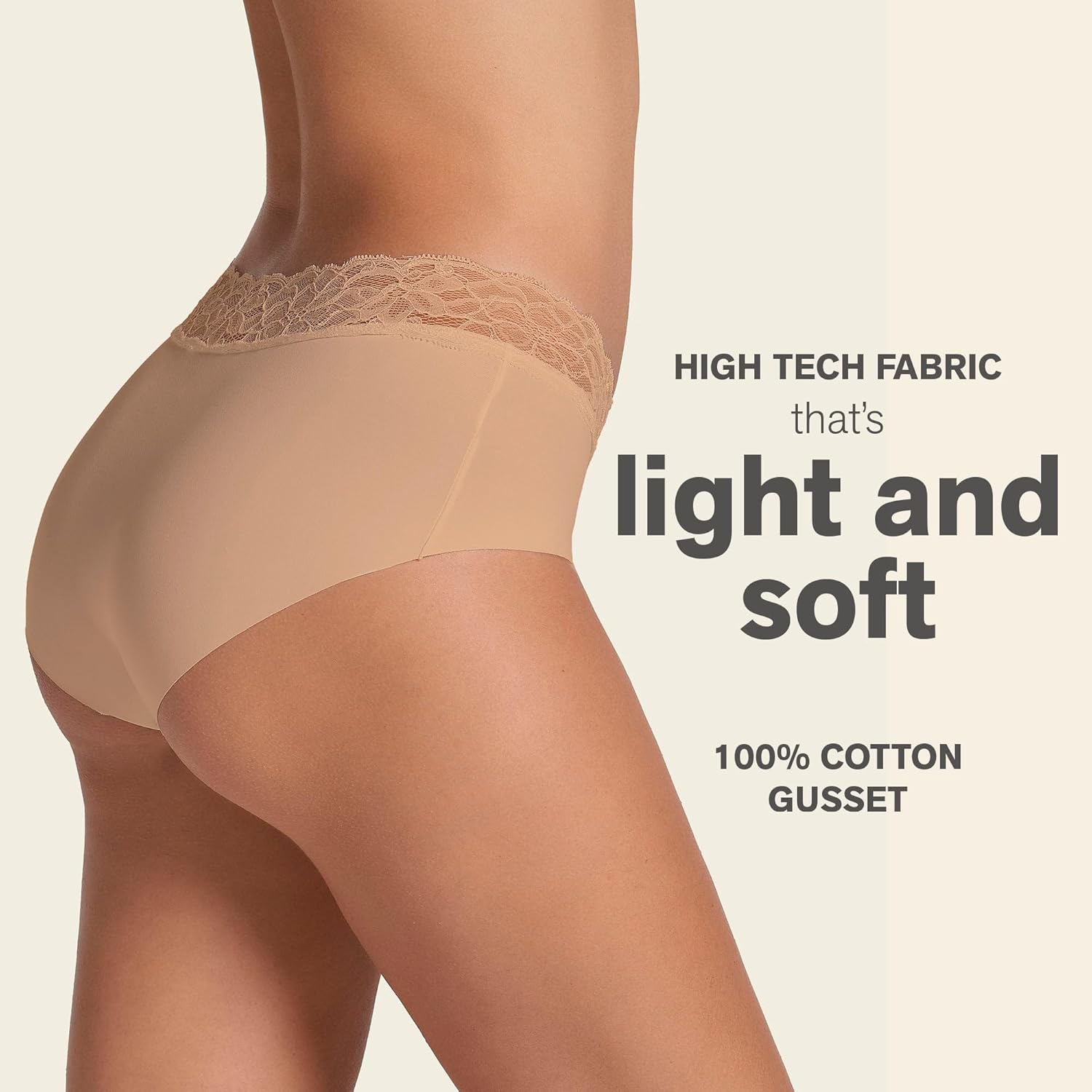 Leonisa Ultra-Light Lace Waistband Cheeky Panties - Seamless Underwear for Women - Image 3