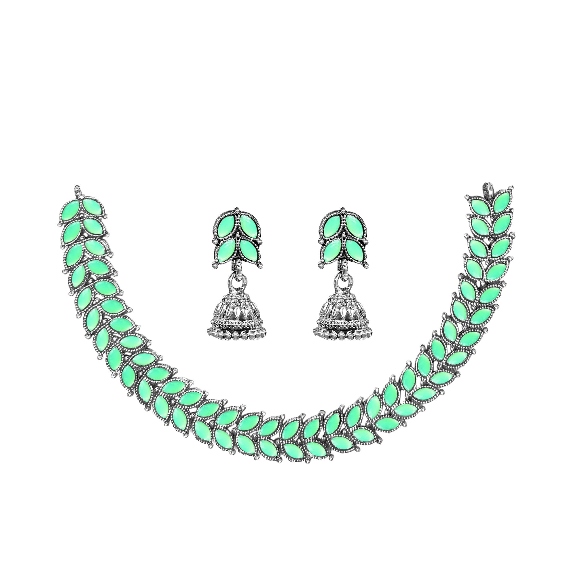 Oxidised Choker Necklace Set with Earrings for Women & Girls | Collar Bone Necklace | Choker Necklace Set for Women | Jewellery Gift for Girls & Women (B0D9KSY9R7) Amazon Price History, Amazon Price Tracker
