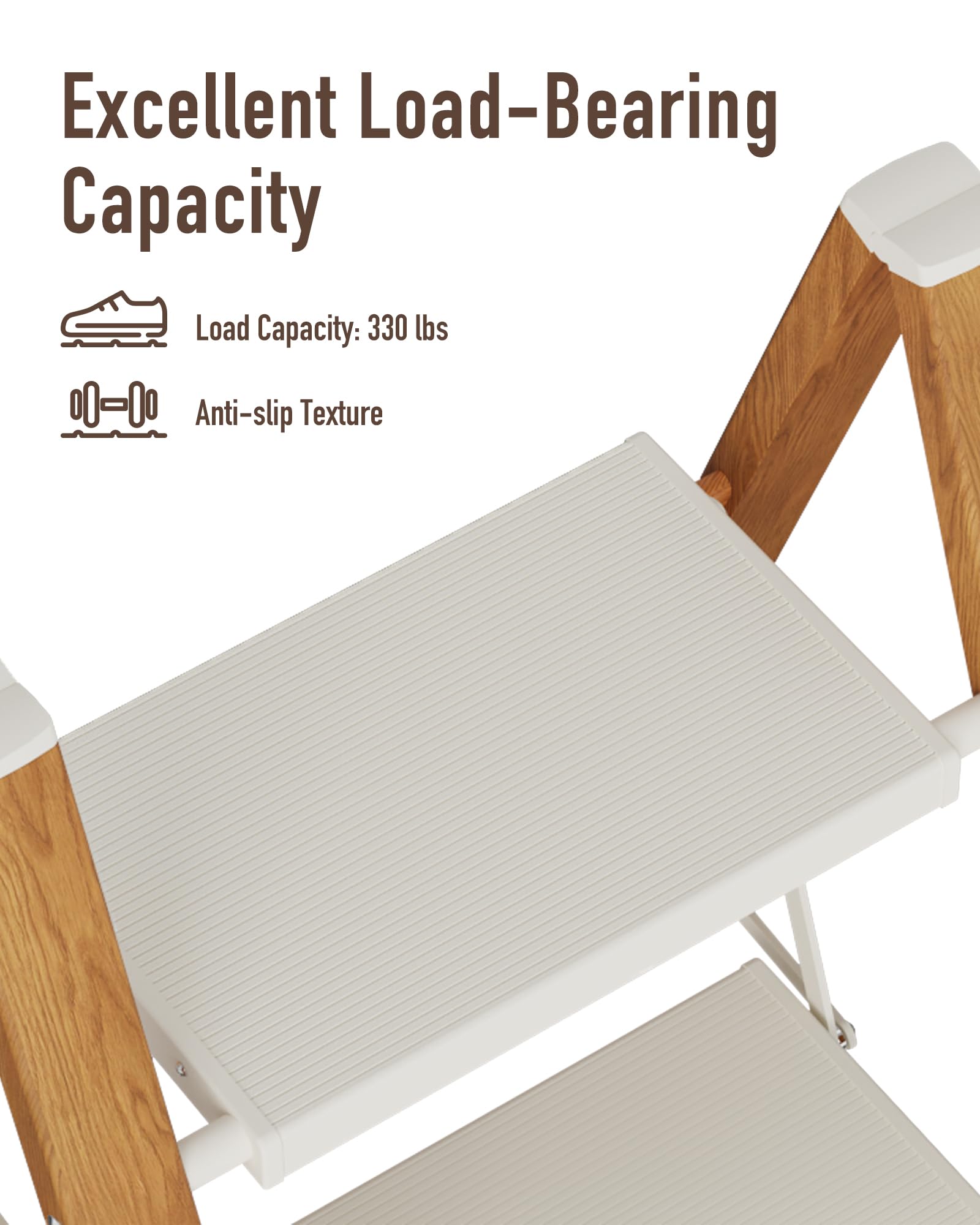 2-Step Aluminum Ladder Lightweight Folding Step Stool with Extra-Wide Anti-Slip Steps 330 lbs Capacity Compact Space-Saving Design for — view 7