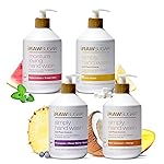 RAW SUGAR Hand Wash Variety Bundle - Lemon Sugar, Watermelon + Fresh Mint, Pineapple + Maqui Berry + Coconut & Raw Coconut + Mango, Formulated without Sulfates & Parabens (16.9 fl. oz, Pack of 4)