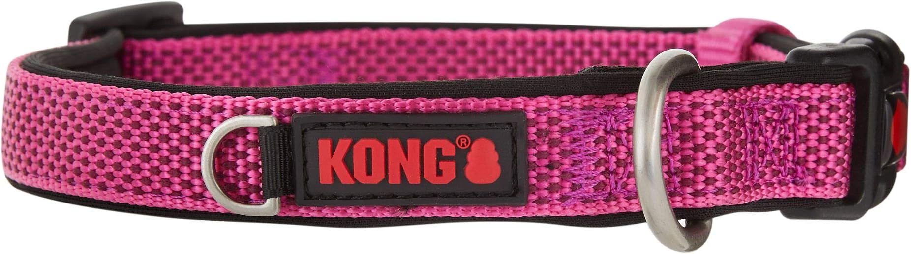 KONG Comfort Neoprene Padded Dog Collar offered by Barker Brands Inc. (Large, Pink)