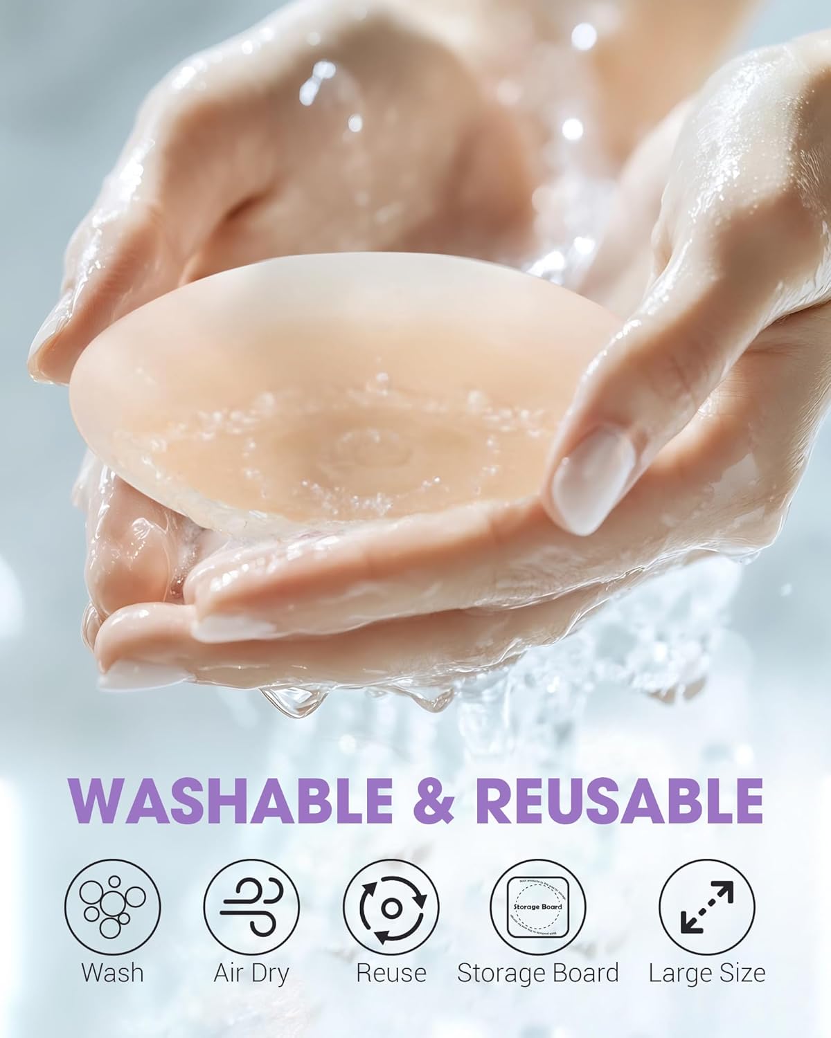 2 Pairs Nipple Covers for Women with Storage Board, Silicone Reusable Sticky Nipple Pasties Ultra-Thin, Invisible - Image 4